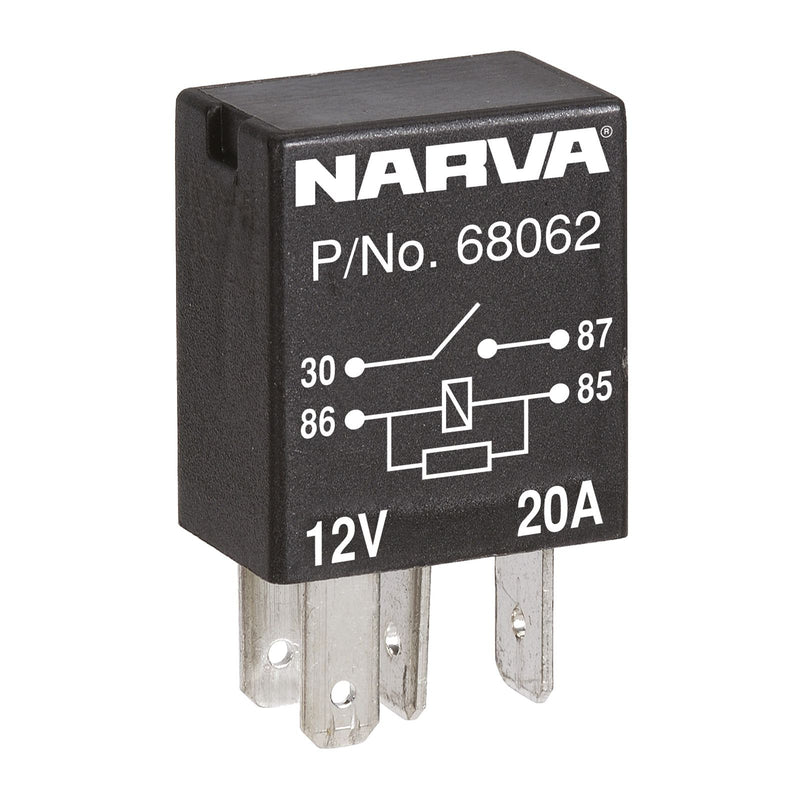 Narva 12V 20A 4-Pin Micro Relay With Resistor