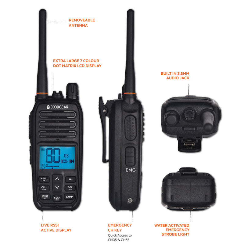 EcoXGear ECOXTALK EXG500 UHF CB Handheld Radio - RV Online