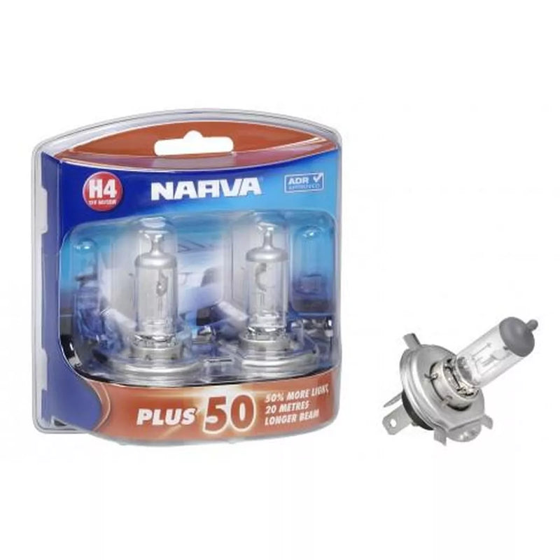 Narva H4 12V 60/55W Plus 100 Halogen Headlight Globes - RV Online